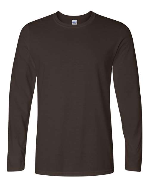 Gildan 64400 Unisex Softstyle Long Sleeve T-Shirt - Dark Chocolate - front