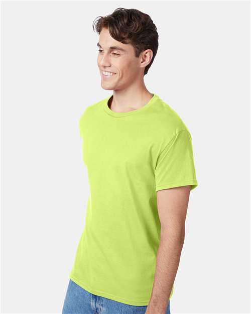 Hanes 5250 Authentic T-Shirt - Safety Green - model side