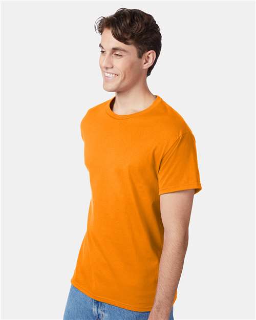 Hanes 5250 Authentic T-Shirt - Safety Orange - model side