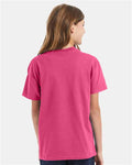 Hanes 5450 Youth Authentic T-Shirt - Wow Pink - model back