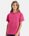 Hanes 5450 Youth Authentic T-Shirt - Wow Pink - model front