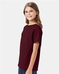 Hanes 5480 Youth Essential-T T-Shirt - Maroon - model side