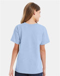 Hanes 5480 Youth Essential-T T-Shirt - Light Blue - model back