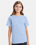 Hanes 5480 Youth Essential-T T-Shirt - Light Blue - model front
