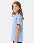 Hanes 5480 Youth Essential-T T-Shirt - Light Blue - model side