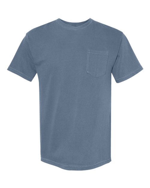 Comfort Colors 6030 Unisex Garment-Dyed Heavyweight Pocket T-Shirt - Blue Jean - front