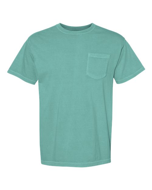Comfort Colors 6030 Unisex Garment-Dyed Heavyweight Pocket T-Shirt - Seafoam - front
