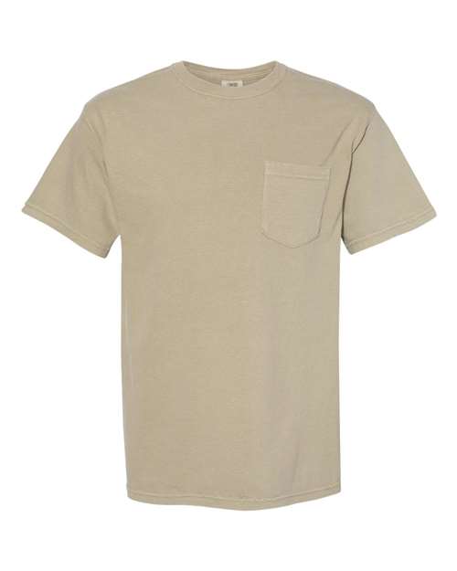 Comfort Colors 6030 Unisex Garment-Dyed Heavyweight Pocket T-Shirt - Khaki - front