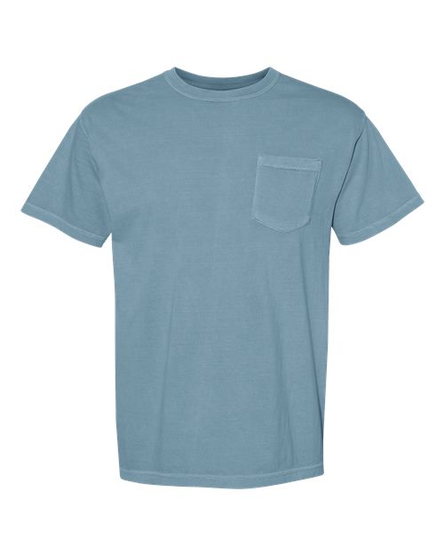 Comfort Colors 6030 Unisex Garment-Dyed Heavyweight Pocket T-Shirt - Ice Blue - front