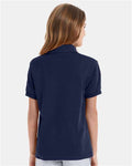 Hanes 054Y Youth EcoSmart Jersey Polo - Navy - model back