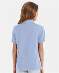 Hanes 054Y Youth EcoSmart Jersey Polo - Light Blue - model back