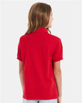 Hanes 054Y Youth EcoSmart Jersey Polo - Deep Red - model back