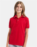 Hanes 054Y Youth EcoSmart Jersey Polo - Deep Red - model front