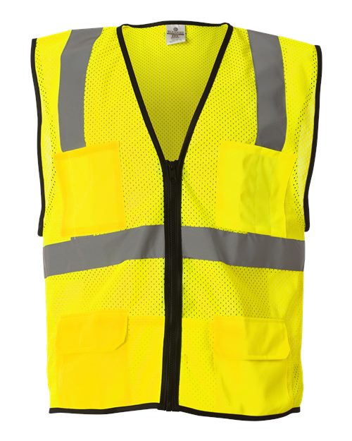 Kishigo 1191-1192 Unisex Economy Mesh 6-Pocket Vest - Lime - front