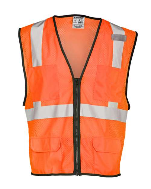 Kishigo 1191-1192 Unisex Economy Mesh 6-Pocket Vest - Orange - front