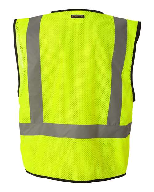 Kishigo 1193-1194 Unisex Economy Single Pocket Hook-and-Loop Mesh Vest - Lime - back