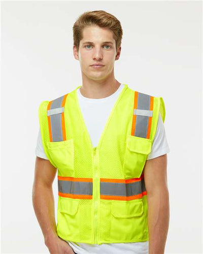 Kishigo 1195-1196 Unisex Ultra-Cool Multi-Pocket Vest - Lime - model front