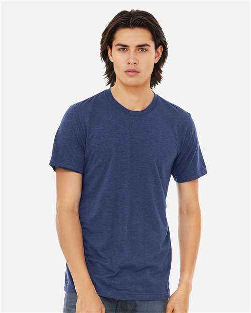 Bella+Canvas 3413 Unisex Triblend Short Sleeve Tee - Navy Triblend - model front