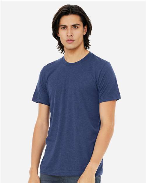 Bella+Canvas 3413 Unisex Triblend Short Sleeve Tee - Navy Triblend - model side
