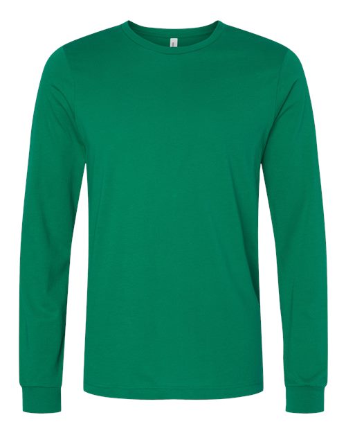 Bella+Canvas 3501 Unisex Jersey Long Sleeve Tee - Kelly - flat front