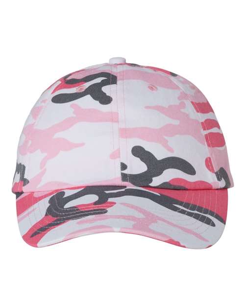 Valucap VC300A Bio-Washed Classic Dad Hat - Pink Camo - front