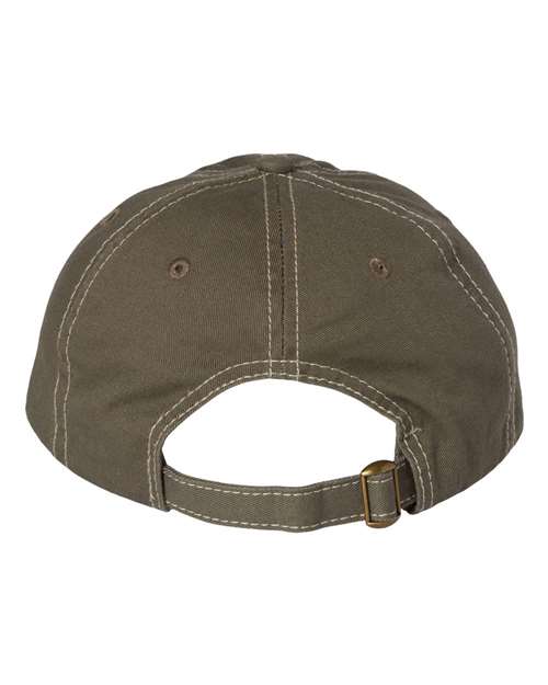 Valucap VC300A Bio-Washed Classic Dad Hat - Olive/ Stone Stitch - back