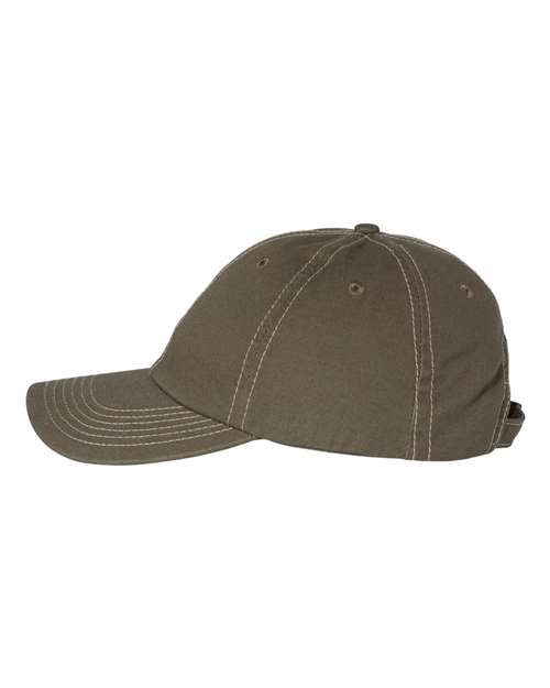 Valucap VC300A Bio-Washed Classic Dad Hat - Olive/ Stone Stitch - side