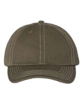 Valucap VC300A Bio-Washed Classic Dad Hat - Olive/ Stone Stitch - front