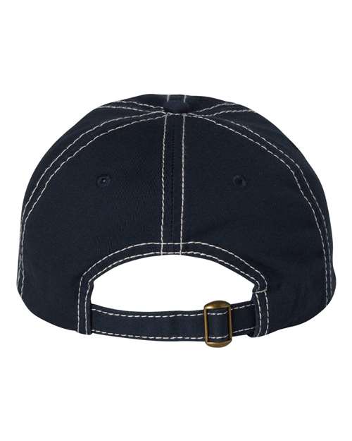 Valucap VC300A Bio-Washed Classic Dad Hat - Navy/ Stone Stitch - back