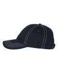 Valucap VC300A Bio-Washed Classic Dad Hat - Navy/ Stone Stitch - side