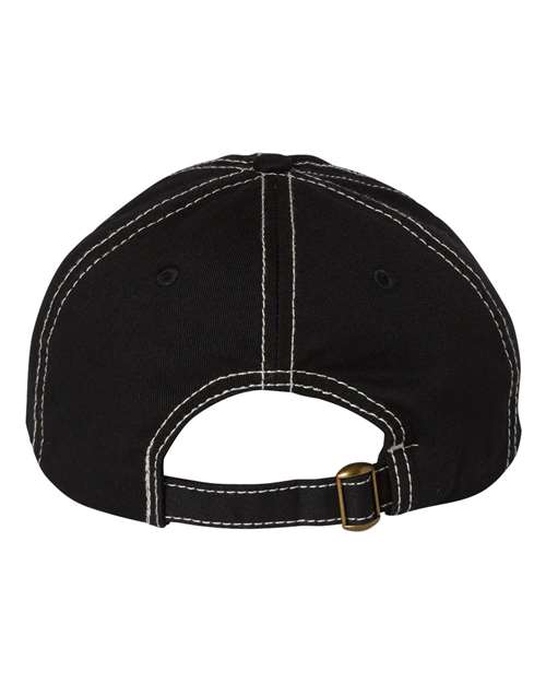 Valucap VC300A Bio-Washed Classic Dad Hat - Black/ Stone Stitch - back