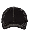 Valucap VC300A Bio-Washed Classic Dad Hat - Black/ Stone Stitch - front