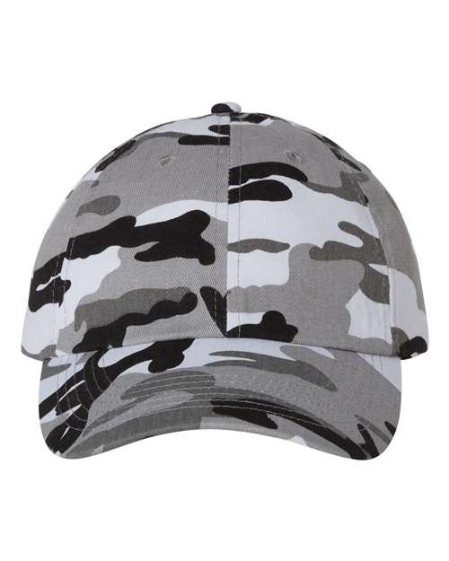Valucap VC300A Bio-Washed Classic Dad Hat - Grey Camo - front