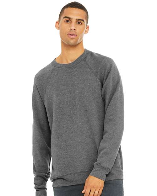BELLA + CANVAS 3901 Unisex Sponge Fleece Raglan Crewneck Sweatshirt - Grey Triblend - model front