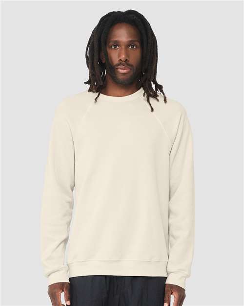 BELLA + CANVAS 3901 Unisex Sponge Fleece Raglan Crewneck Sweatshirt - Natural - model front