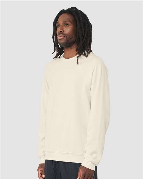 BELLA + CANVAS 3901 Unisex Sponge Fleece Raglan Crewneck Sweatshirt - Natural - model side