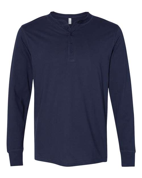 BELLA + CANVAS 3150 Men's Jersey Henley - Navy - front