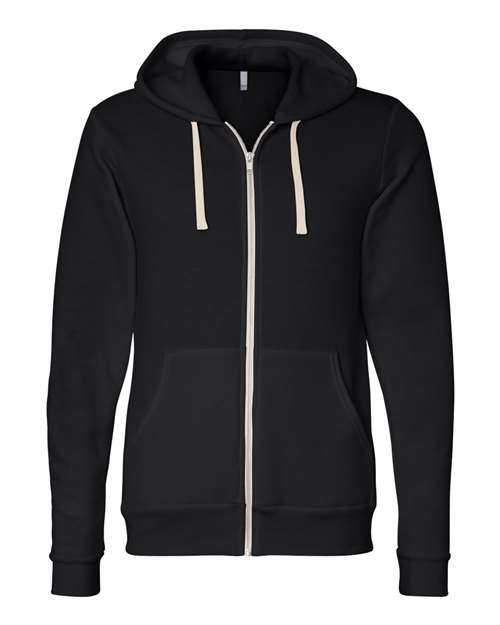 BELLA + CANVAS 3909 Unisex Triblend Sponge Fleece Full-Zip Hoodie Sweatshirt - Solid Black Triblend - front