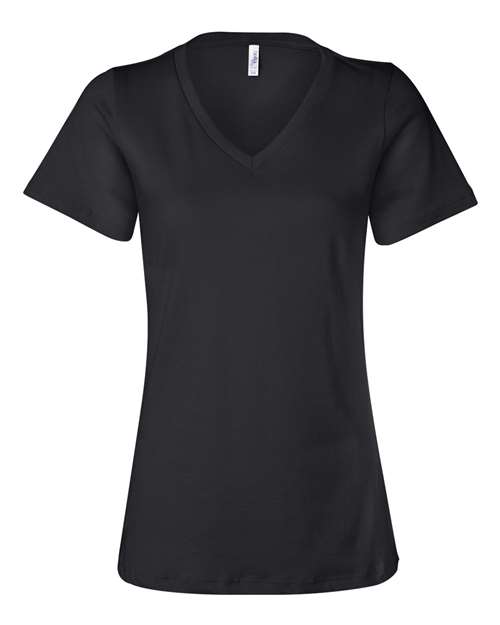 BELLA + CANVAS 6405 Women’s Relaxed Jersey V-Neck Tee - Black - front