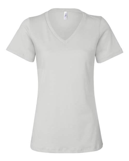 BELLA + CANVAS 6405 Women’s Relaxed Jersey V-Neck Tee - White - front