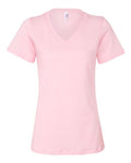 BELLA + CANVAS 6405 Women’s Relaxed Jersey V-Neck Tee - Pink - front
