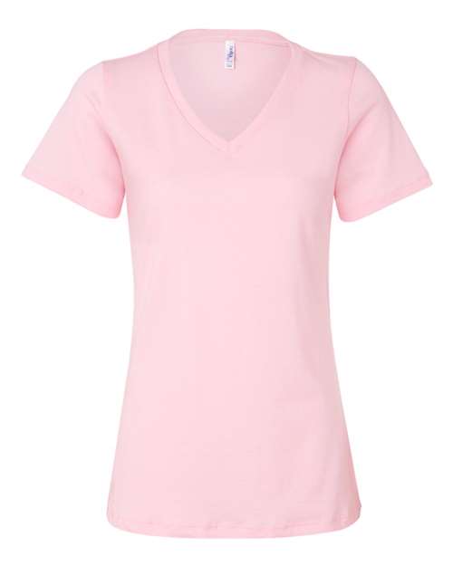 BELLA + CANVAS 6405 Women’s Relaxed Jersey V-Neck Tee - Pink - front