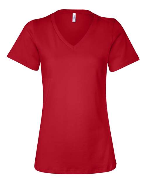 BELLA + CANVAS 6405 Women’s Relaxed Jersey V-Neck Tee - Red - front