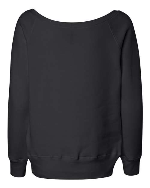 BELLA + CANVAS 7501 Women’s Sponge Fleece Wide Neck Sweatshirt - Solid Black Triblend - back