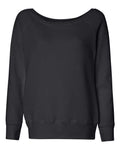 BELLA + CANVAS 7501 Women’s Sponge Fleece Wide Neck Sweatshirt - Solid Black Triblend - front