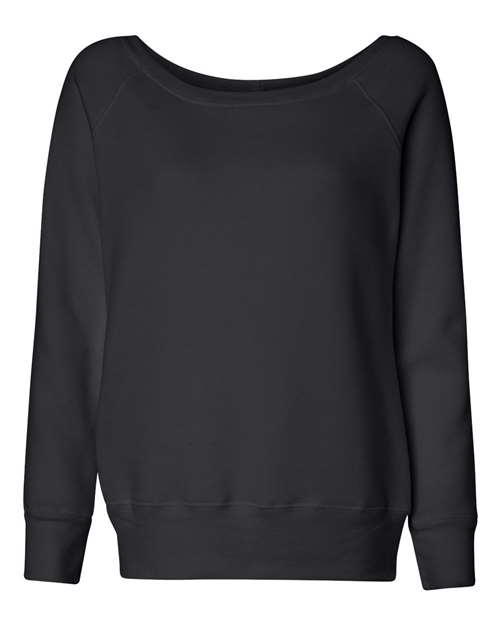 BELLA + CANVAS 7501 Women’s Sponge Fleece Wide Neck Sweatshirt - Solid Black Triblend - front