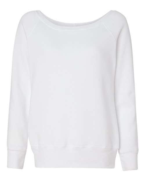 BELLA + CANVAS 7501 Women’s Sponge Fleece Wide Neck Sweatshirt - Solid White Triblend - front