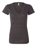 BELLA + CANVAS 8435 Women’s Triblend Deep V-Neck Tee - Charcoal Black Triblend - front