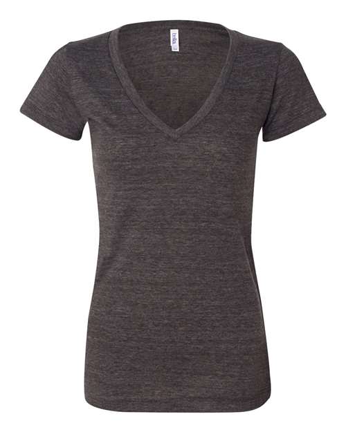 BELLA + CANVAS 8435 Women’s Triblend Deep V-Neck Tee - Charcoal Black Triblend - front