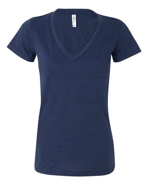 BELLA + CANVAS 8435 Women’s Triblend Deep V-Neck Tee - Navy Triblend - front
